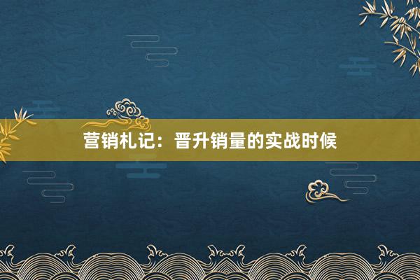营销札记：晋升销量的实战时候
